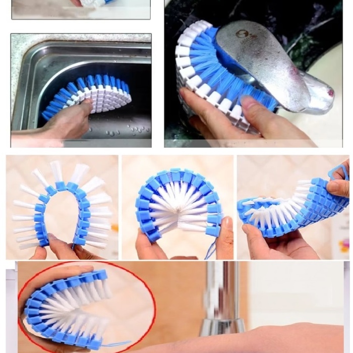 Biomak® Bükülebilir  Esnek Kenar Köşe Lavabo Temizleme Fırçası Banyo Mutfak Fırçası