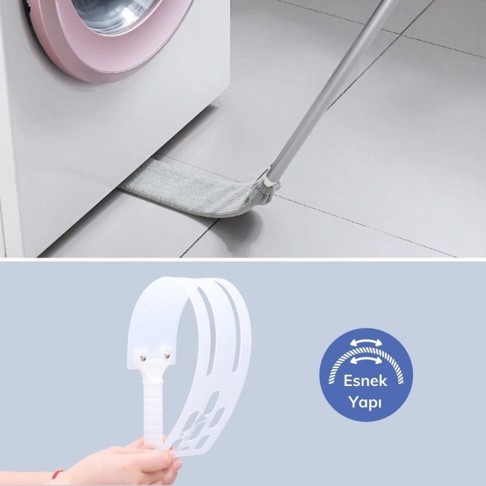 Biomak Saplı Mikrofiber Başlıklı Girintili Yüzey Temizleme Mopu Toz Alma Fırçası