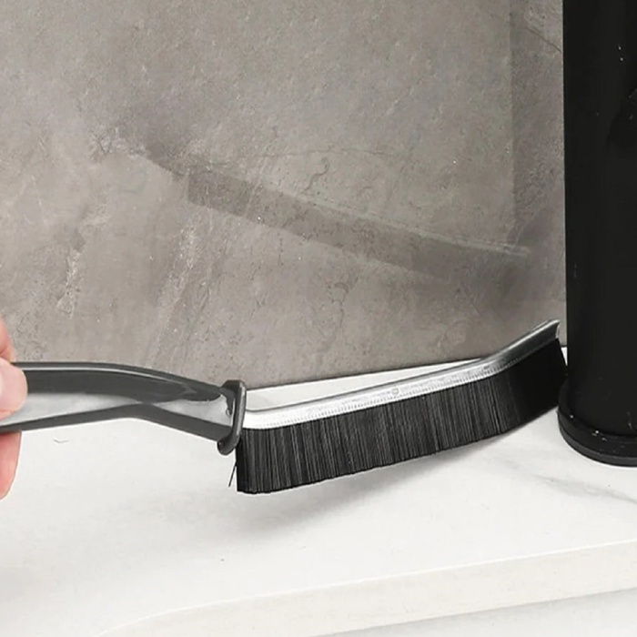 Biomak® İnce Kıl Temizlik Fırçası Banyo Mutfak Pencere Oluk Klozet Kenarı Kavisli Detay Temizleme Fırçası