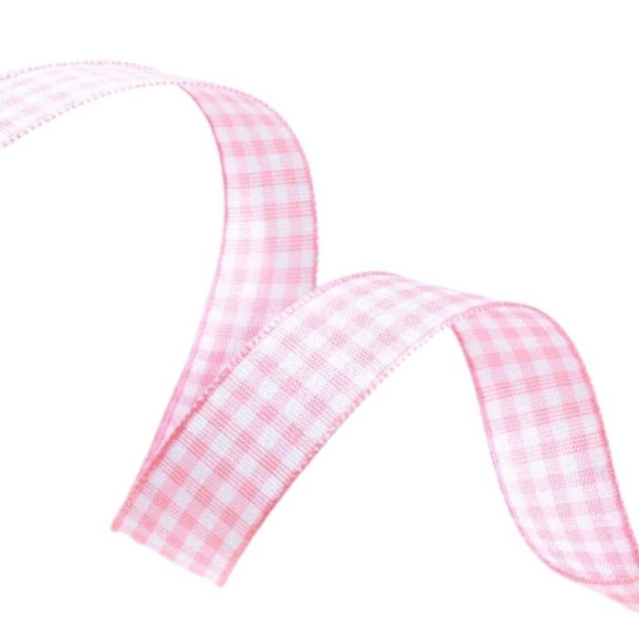 Biomak® Tafta Ekoseli Kurdele 25 mm Pudra 1 Metre