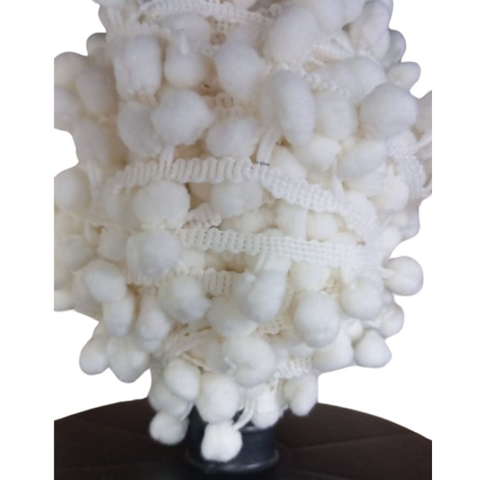 Biyomak® Sıralı Ponpon 1 Metre Krem