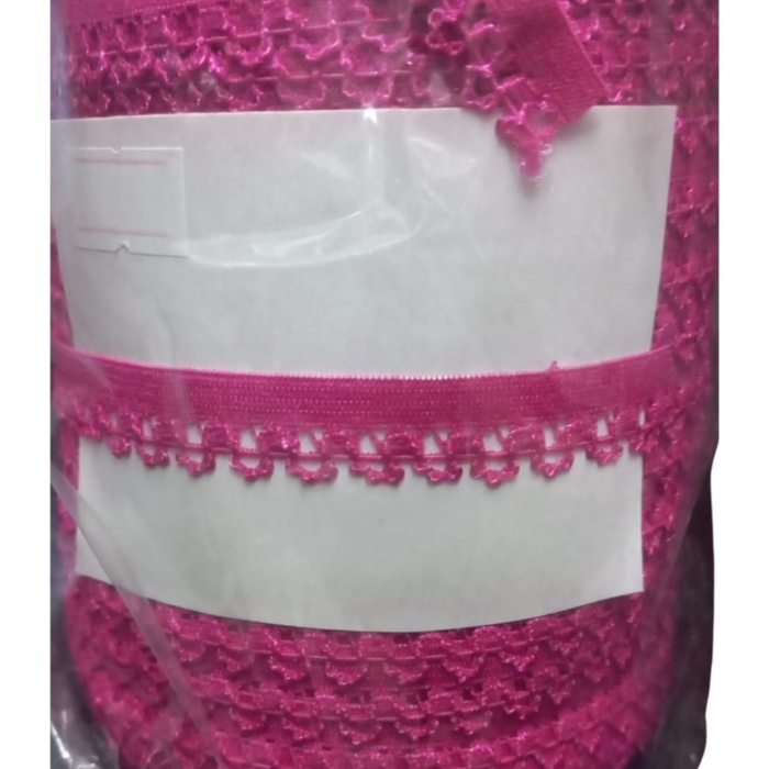 Biomak Çamaşır Lastiği Dantelli 1 cm 1 Metre Fuşya