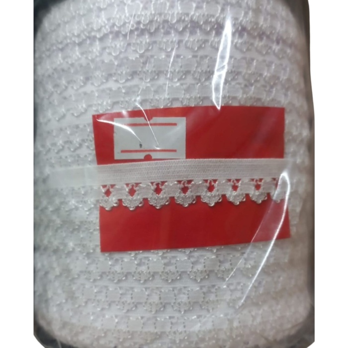 Biomak Çamaşır Lastiği Dantelli 1 cm 75 Metre 1 Top Beyaz 1. Model