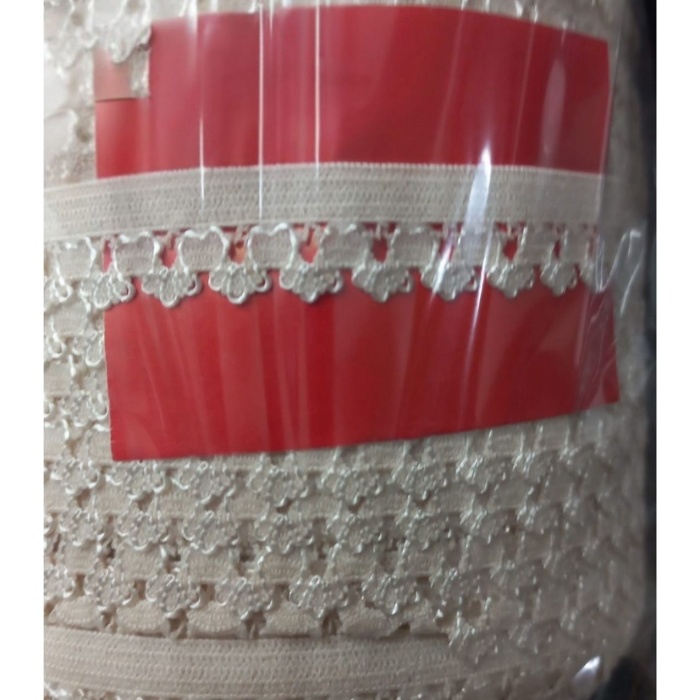Biomak Çamaşır Lastiği Dantelli 1 cm 75 Metre 1 Top Krem