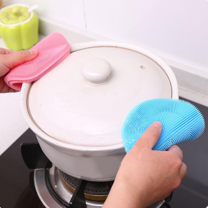 Biomak® 2 li Çok Amaçlı Silikon Bulaşık Fırçası -Nihale- Tutacak