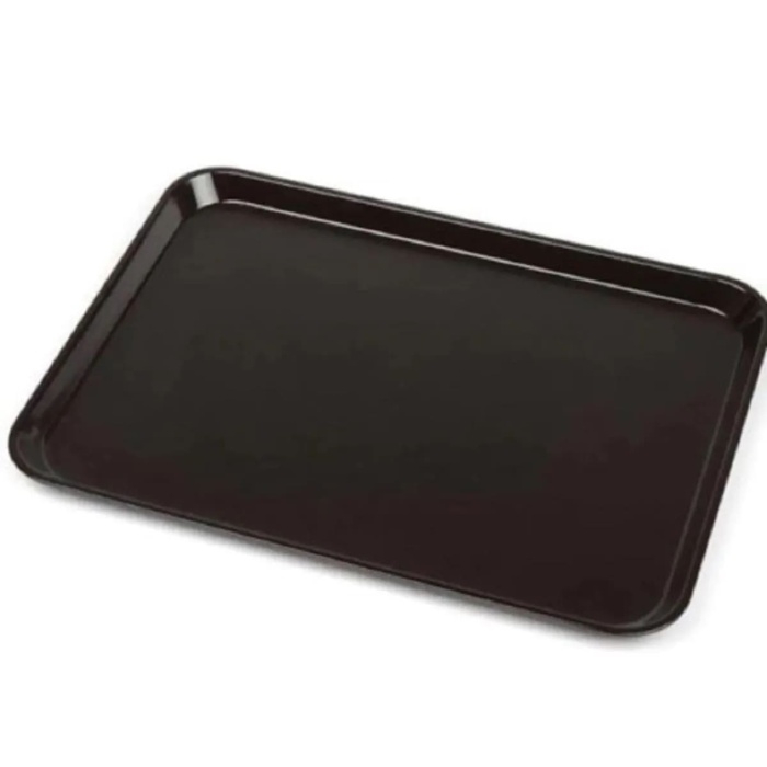 Biomak® Siyah Midi Boy Plastik Servis Tepsisi  Kırılmaz Lokanta Büfe Fast Food Kullanım (44x32 Cm)