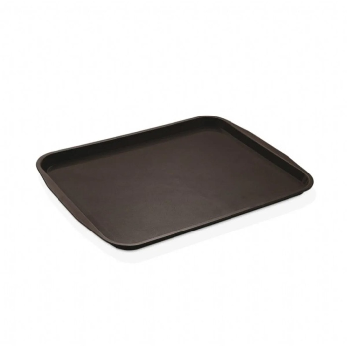 Biomak® Siyah Midi Boy Plastik Servis Tepsisi  Kırılmaz Lokanta Büfe Fast Food Kullanım (44x32 Cm)