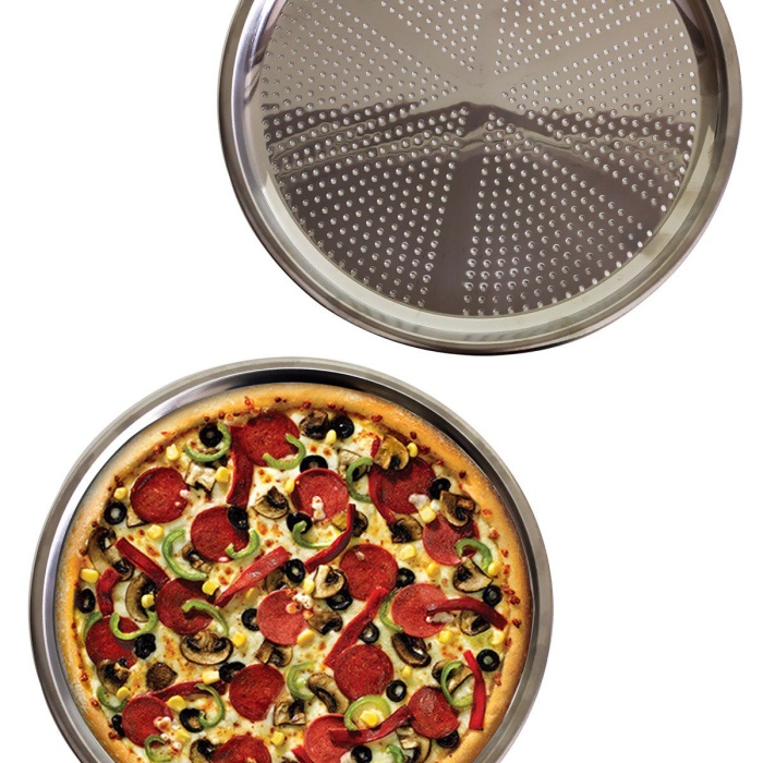 Biomak® Delikli Çelik Pizza Ve Lahmacun Tepsisi Orta Boy -32  cm
