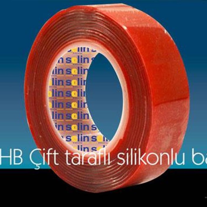 Biomak Çift Taraflı Akrilik Silikonize Bant 18 mm x 2 metre Kırmızı VHB