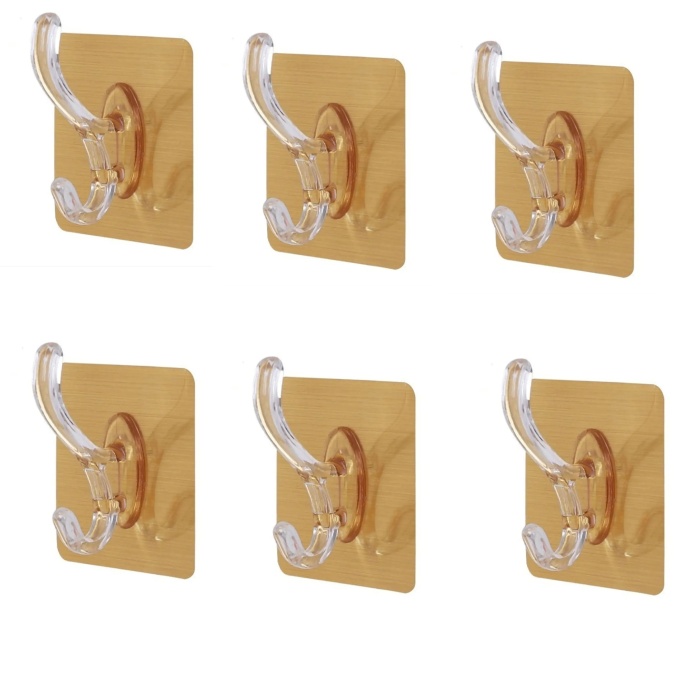 Biomak 6lı Gold Kanca Askı Güçlü Yapışkanlı Mutfak Banyo Askısı