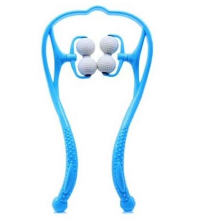 Biomak® Boyun Bacak Ayak Bel Masaj Aleti Çok Fonksiyonlu Manuel 4 Tekerlekli - Mavi