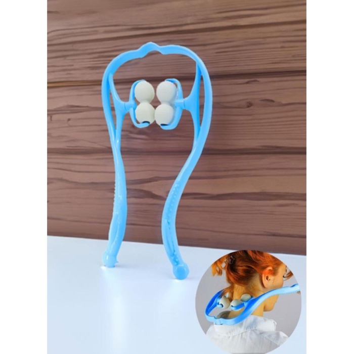 Biomak® Boyun Bacak Ayak Bel Masaj Aleti Çok Fonksiyonlu Manuel 4 Tekerlekli - Mavi