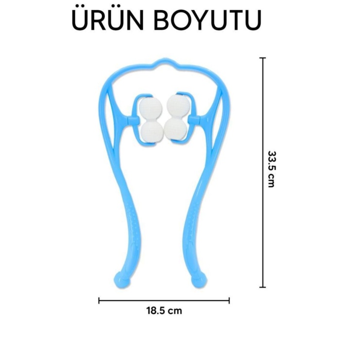Biomak® Boyun Bacak Ayak Bel Masaj Aleti Çok Fonksiyonlu Manuel 4 Tekerlekli - Mavi