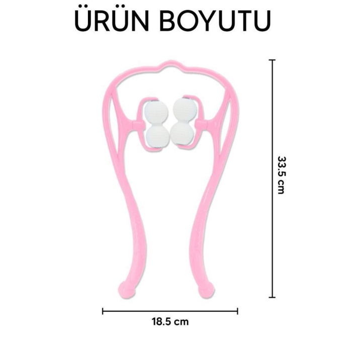 Biomak® Boyun Bacak Ayak Bel Masaj Aleti Çok Fonksiyonlu Manuel 4 Tekerlekli - Pembe