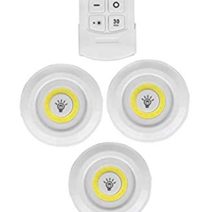Biomak 3lü Uzaktan Kumandalı Yapışkanlı Kablosuz Led Spot Lambalar