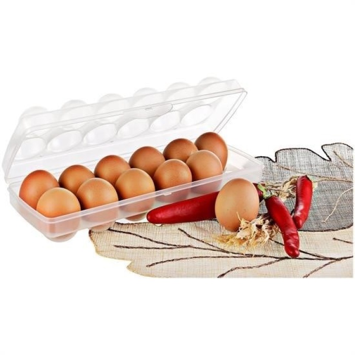 Biomak® 12li Şeffaf Kapaklı Kilitli Yumurta Saklama Kabı Kutusu Aparatı