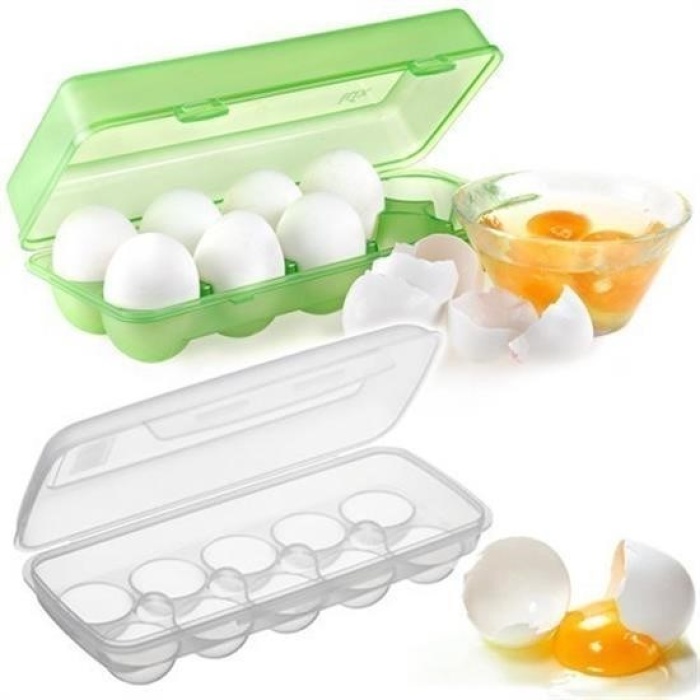 Biomak® 12li Şeffaf Kapaklı Kilitli Yumurta Saklama Kabı Kutusu Aparatı