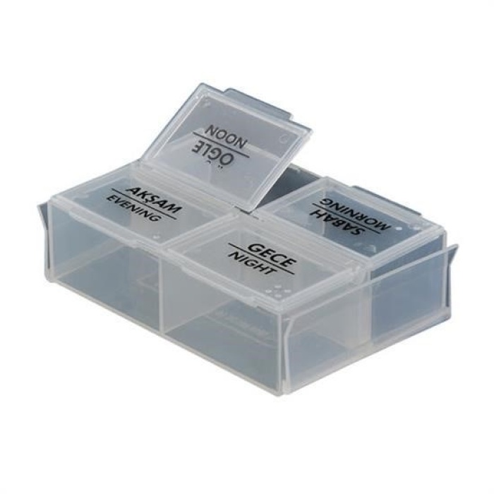 Biomak® 4 Öğün Günlük Hap İlaç Saklama Taşıma Kutusu İlaç Hatırlatıcı