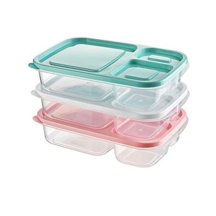 Biomak® 3 Bölmeli Sefer Tası Pratik Kolay Gıda Diyet Saklama Erzak Kabı