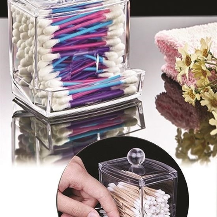 Biomak® Şeffaf Kapaklı Kulak Temizleme Çubuğu Organizatörü Saklama Kutusu