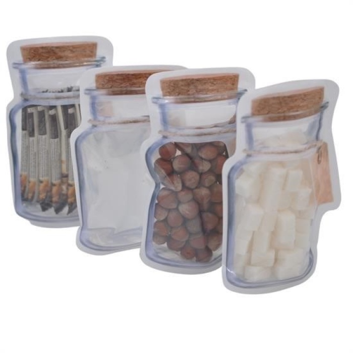 Biomak® Kavanoz Görünümlü Kilitli Poşet Çıtçıtlı ve Pratik Torba 4 Adet