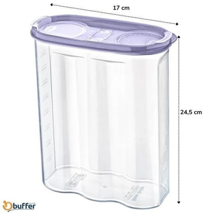 Biomak® 2 Kapaklı Ölçekli Erzak Kuru Gıda Saklama Kutusu Kabı 2,4 Litre-SA940
