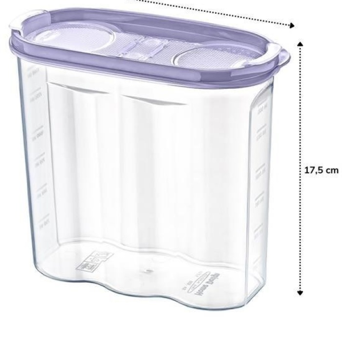 Biomak® 2 Kapaklı Ölçekli Erzak Kuru Gıda Saklama Kutusu Kabı - 1,7 Litre - SA935