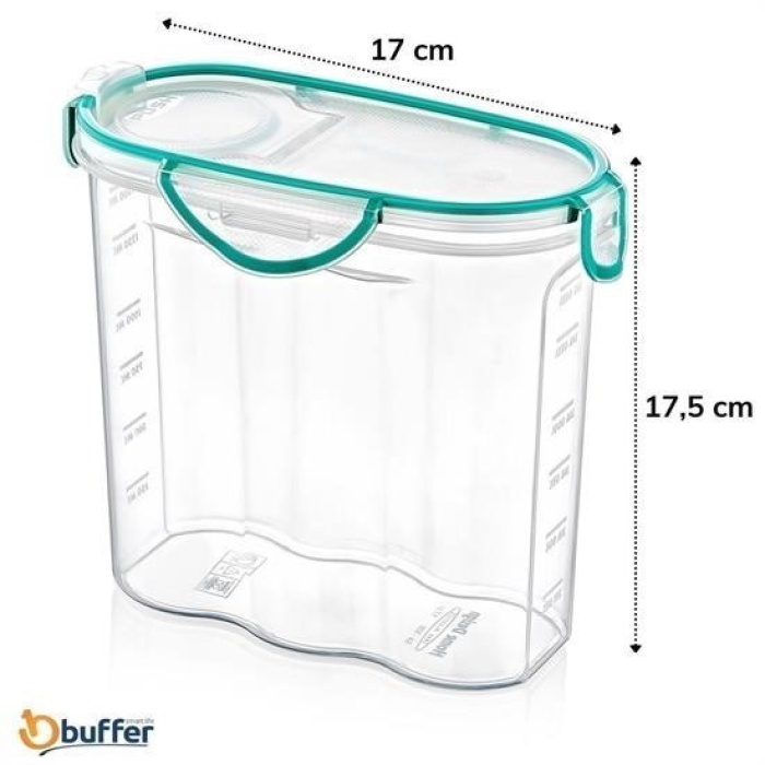 Biomak® Kilitli Kapaklı Contalı Hava,Su Sıvı Geçirmez 1,7 Litre Erzak Saklama Kabı-SA585