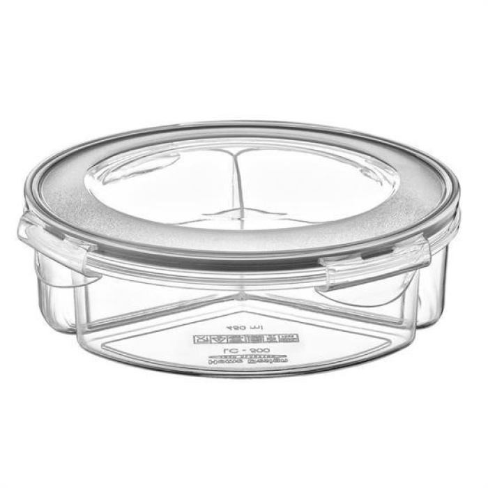 Biomak® 3 Bölmeli Sızdırmaz Contalı Kilitli Kapaklı 1,35 Litre yuvarlak Erzak Saklama Kabı LC-500