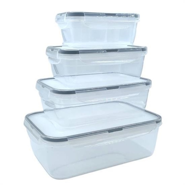Biomak® 4lü İç İçe Sızdırmaz Contalı Kilitli Kapaklı Plastik Erzak Saklama Kapları LC315