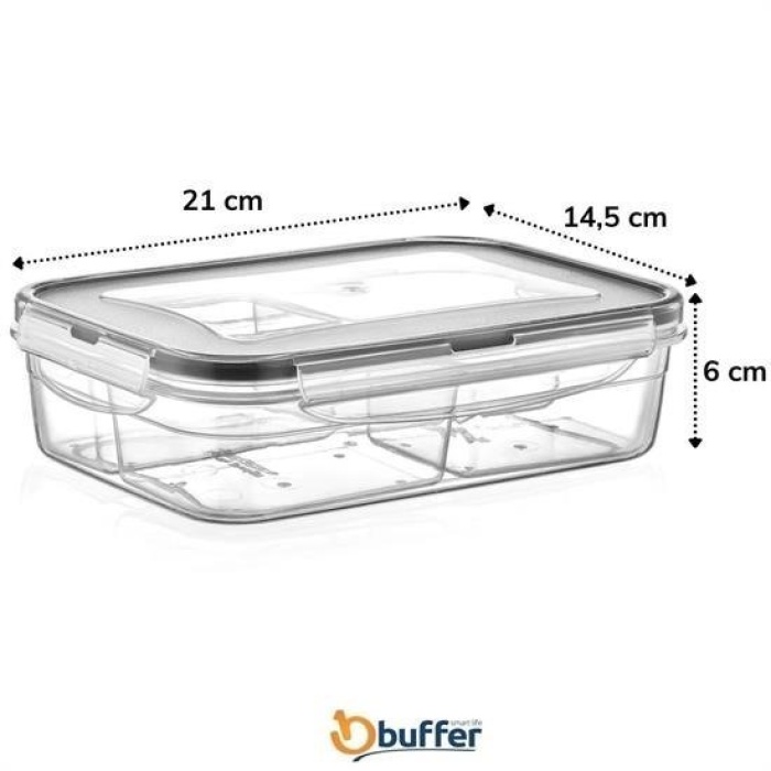 Biomak® 4 Bölmeli Sızdırmaz Contalı Kilitli Kapaklı 1 Litre Erzak Saklama Kabı -LC520
