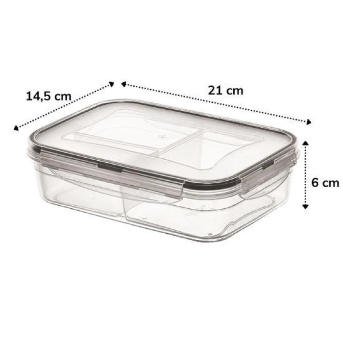 Biomak® 3 Bölmeli Kilitli Kapaklı 1 Litre Erzak Saklama Kabı LC-510