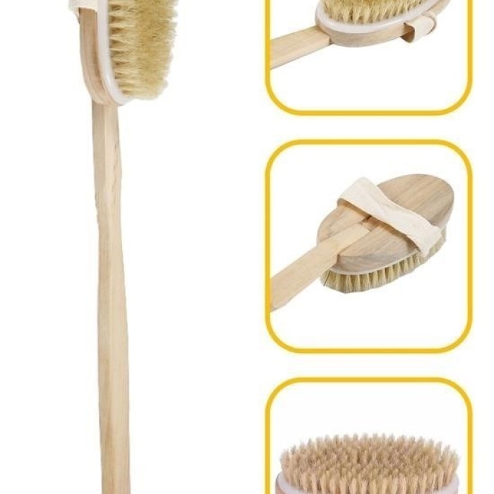 Biomak® Doğal At Kılı Selülit Karşıtı Sapı Çıkabilen Ahşap Banyo Fırçası