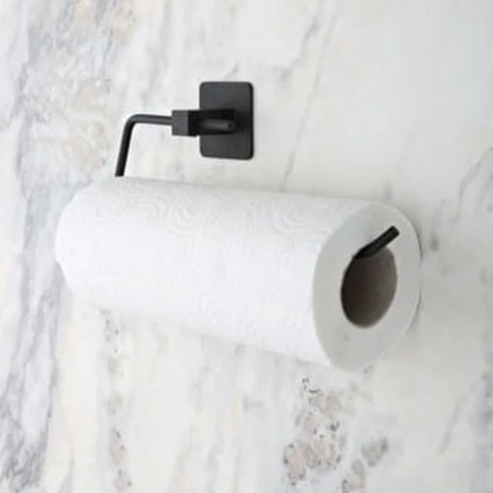 Biomak® Kendiliğinden Yapışkanlı Siyah Paslanmaz Metal Rulo Havluluk Aparat