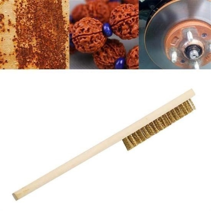 Biomak® Metal Telli Fırça Ahşap Saplı Pas Kir Sökme Temizleme Fırçası
