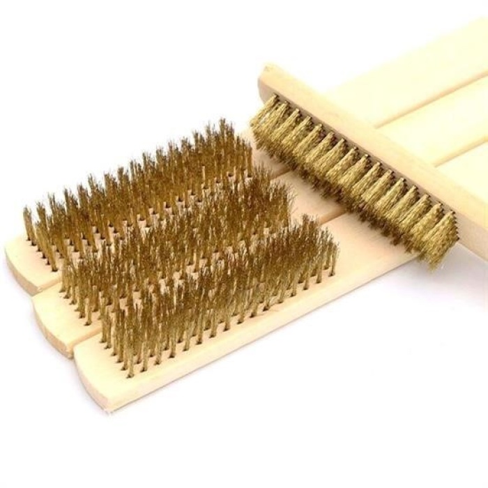 Biomak® Metal Telli Fırça Ahşap Saplı Pas Kir Sökme Temizleme Fırçası