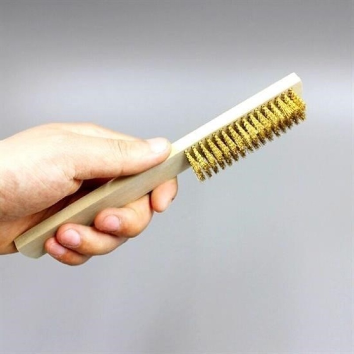 Biomak® Metal Telli Fırça Ahşap Saplı Pas Kir Sökme Temizleme Fırçası