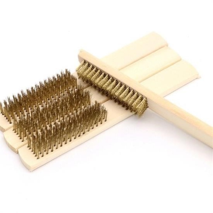Biomak® Metal Telli Fırça Ahşap Saplı Pas Kir Sökme Temizleme Fırçası