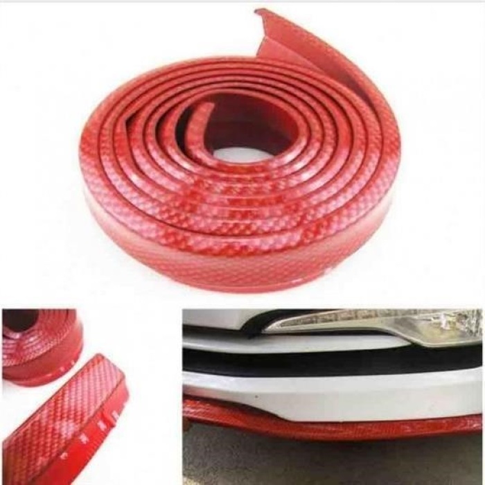 Biyomak® Kırmızı Renkli 2,5 Metre Araba Oto Ön Tampon Koruyucu Kauçuk Pratik Tampon Şerit Bant Döşeme