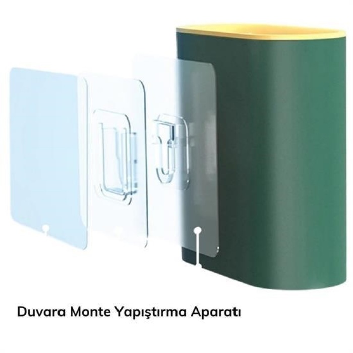 Biomak® Duvara Monte Edilebilir Kapaklı Askılı Klozet Yumuşak Silikon Başlıklı Tuvalet Fırçası Seti