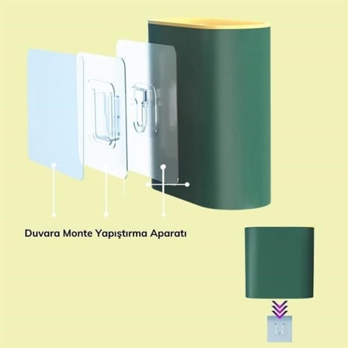 Biomak® Duvara Monte Edilebilir Kapaklı Askılı Klozet Yumuşak Silikon Başlıklı Tuvalet Fırçası Seti