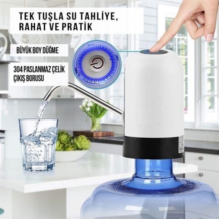 Biomak® Usb ile Şarj Edilebilir Elektrikli  Otomatik Damacana Su Pompası