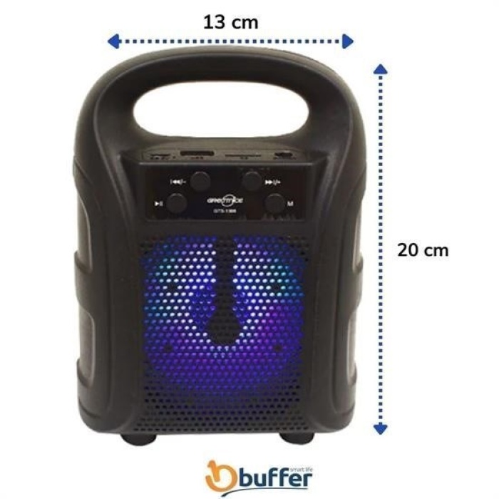 Biyomak® Tutmalı Mini Hoparlör Işıklı Taşınabilir Bluetooth Wireless Radyolu Sd Kart ve USB Girişli Hoparlör