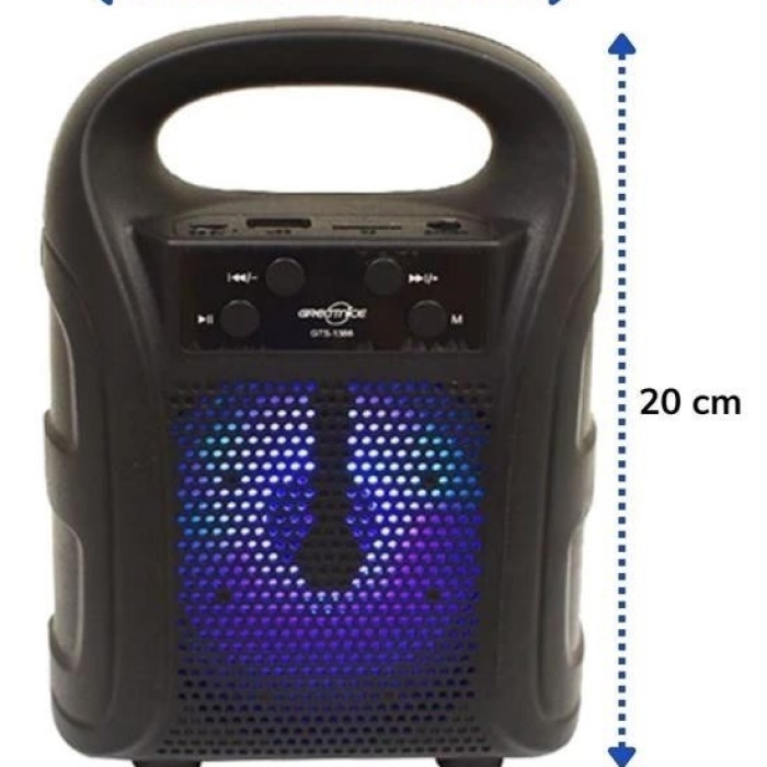 Biyomak® Tutmalı Mini Hoparlör Işıklı Taşınabilir Bluetooth Wireless Radyolu Sd Kart ve USB Girişli Hoparlör
