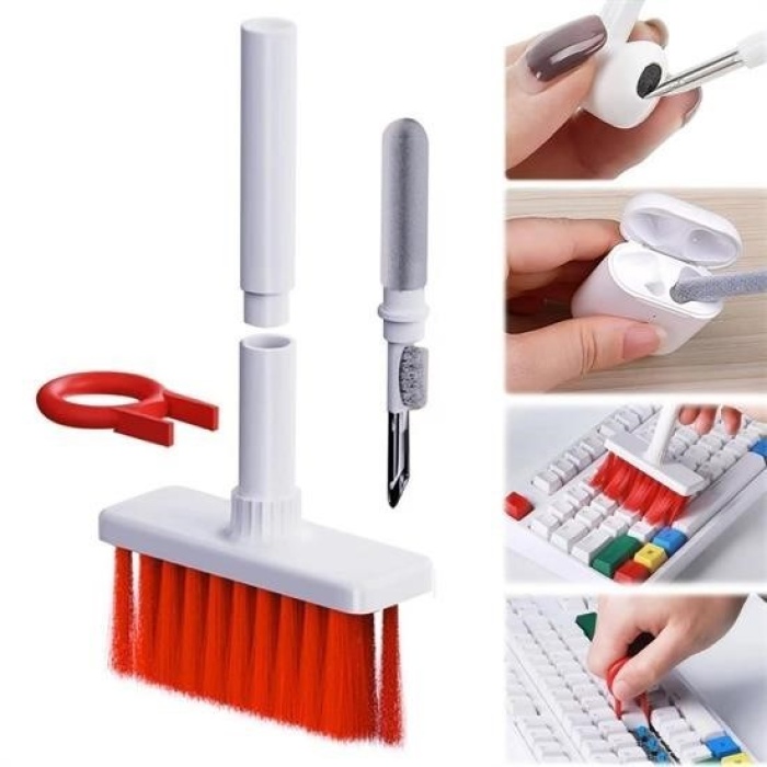 Biomak® Çok Amaçlı Kırmızı Hassas Fırça Başlıklı  Bilgisayar Laptop Temizleme Fırçası