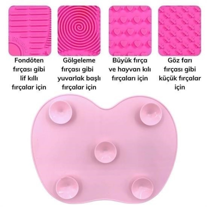 Biomak® Pratik Kolay Makyaj Fırçası Temizleme Matı Aparatı Aleti