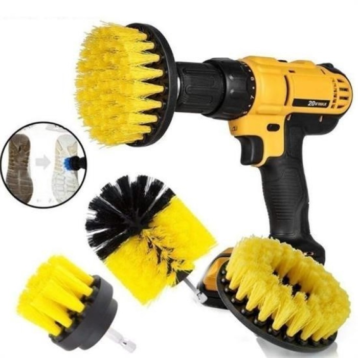 Biomak® 3lü Matkap Ucu Banyo Küvet Duşakabin Araba Tekerliği Koltuk Yıkama Temizleme Fırçası Seti