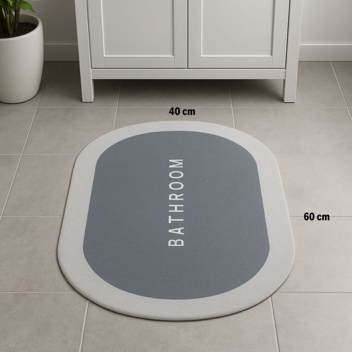 Biomak® Sihirli Süper Su Emici Kaymaz Tabanlı Oval Paspas 40*60 cm