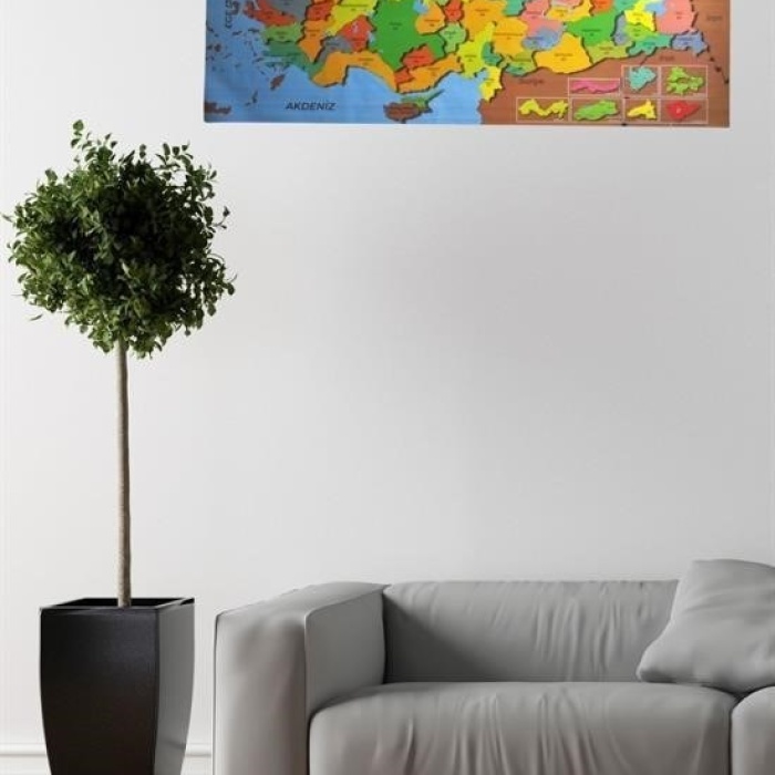 Biomak® Renkli Türkiye Haritası Manyetik Yapıştırıcı Gerektirmeyen Duvar Stickerı 118 CM * 56 CM