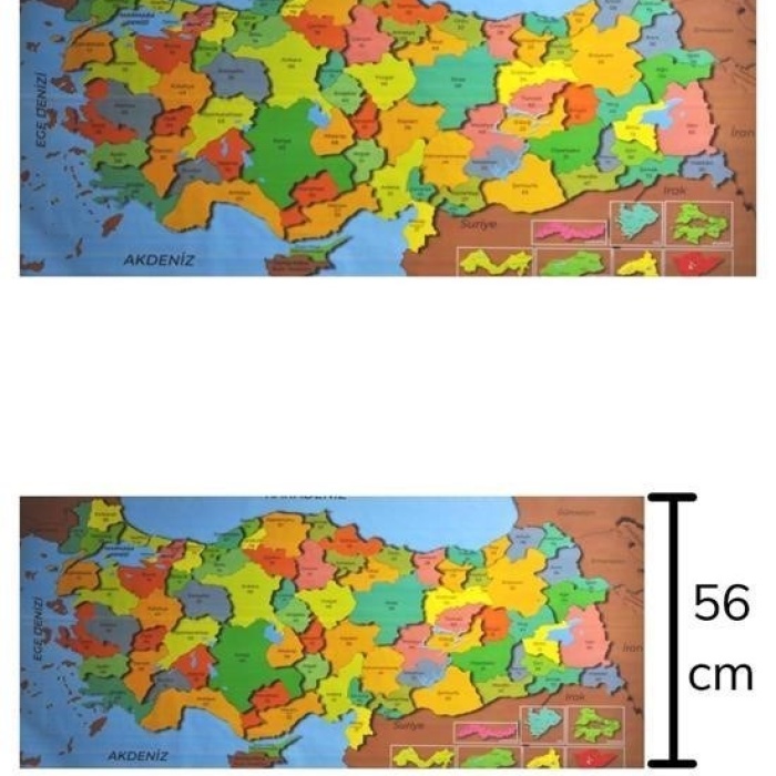 Biomak® Renkli Türkiye Haritası Manyetik Yapıştırıcı Gerektirmeyen Duvar Stickerı 118 CM * 56 CM